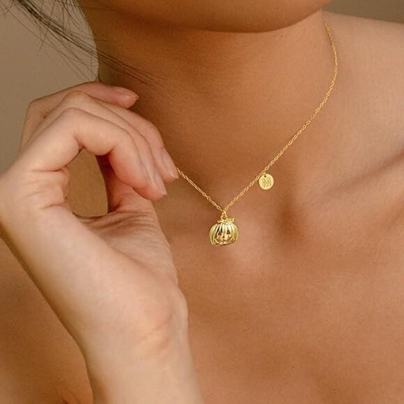 Neiman Marcus Halloween 18K Gold Plated Pumpkin Necklace - Picture 5 of 5